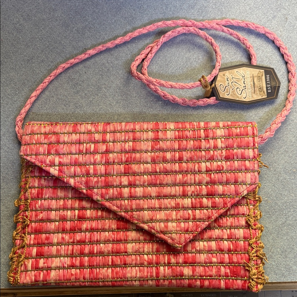 Stylish Pink and Gold Crossbody Bag